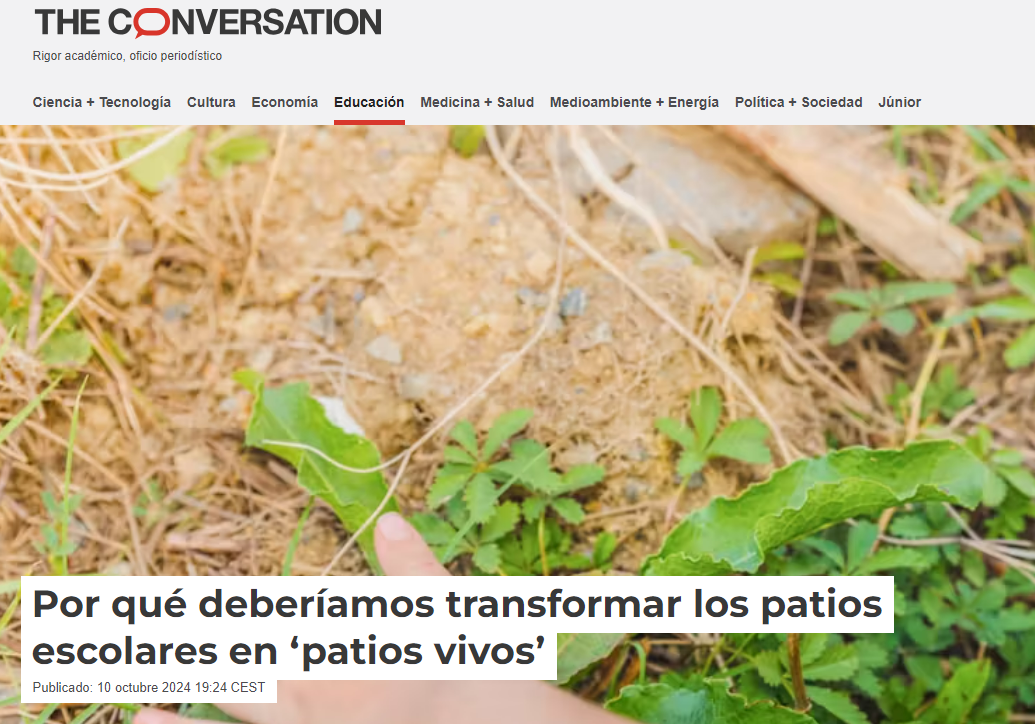 Article in The Conversation “Por qué deberíamos transformar los patios escolares en ‘patios vivos’”